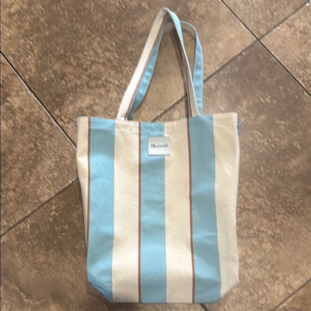 Madewell Blue and White Striped Canvas Tote